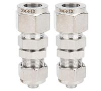 304 Stainless Steel Bulkhead Connector | 2 - Touch Straight Ferrule Fitting for Hard Tube to Hose Conversion | 12x8mm & 12x10mm Sizes | No Welding Needed (F12 * 8)