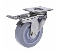 304 Stainless Steel Casters Wheels 3inch 4inch Polyurethane PU Wheel Mute No for Industrial Casters 1Pcs Casters(Brake Plate,3 inch)