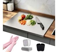 304 Stainless Steel Chopping Board,Metal Worktop Protector & Pastry Boards,Heavy-Duty Thicken Kitchen Cutting Mat with Lip,Easy to Clean,for Kneading Pastry Meat Vegetables Bread (40 * 30cm)
