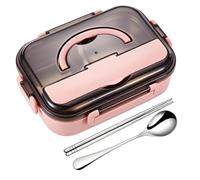 304 Stainless Steel Compartment Lunch Box | 1000ml Box with Cutlery | Large Capacity Leakproof Divided Meal Prep Container (9.06x6.69 Inch) With Spoon & Chopsticks For Office, School, Camping & H