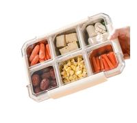304 Stainless Steel Compartmentalized Airtight Food Storage Container, Six- | Veggie Platter With Lid For Brunch Lunch Dinner Thanksgiving Christmas Halloween