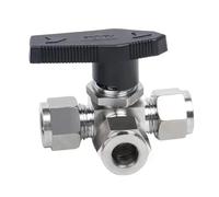 304 Stainless Steel Compression 3-Way Ball Valve L/T Port 3 6 8 10 12mm 1/8'' 1/4'' 3/8'' 1/2'' Tube OD(1/2",L Port)