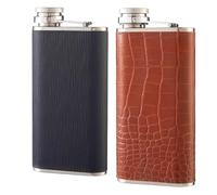 304 Stainless Steel Flask, 9oz Wine Drinking Pot, Portable Baijiu Bottle Leather-Wrapped Wine Jug Barware, Pocket Hip Liquor Whisky Drinkware(Mix 6)