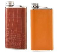 304 Stainless Steel Flask, 9oz Wine Drinking Pot, Portable Baijiu Bottle Leather-Wrapped Wine Jug Barware, Pocket Hip Liquor Whisky Drinkware(Mix 4)