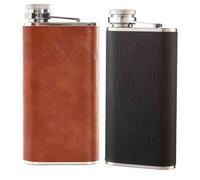 304 Stainless Steel Flask, 9oz Wine Drinking Pot, Portable Baijiu Bottle Leather-Wrapped Wine Jug Barware, Pocket Hip Liquor Whisky Drinkware(Mix 9)