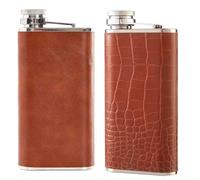 304 Stainless Steel Flask, 9oz Wine Drinking Pot, Portable Baijiu Bottle Leather-Wrapped Wine Jug Barware, Pocket Hip Liquor Whisky Drinkware(Mix 7)