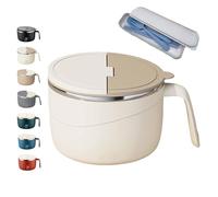 304 Stainless Steel Insulated Ramen Bowl, Stainless Steel Multi-Purpose Anti-Scald Large-Capacity Instant Noodle Bowl, Portable Large-Capacity Ramen Bowl for Office, Outdoor, Dormitory,Home (White)