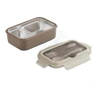 304 Stainless Steel Lunch Box Microwave Safe Compartments(beige)