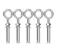 304 Stainless Steel M8 Expansion Eye Bolt Kit, 5-Pack for Concrete Walls, Ceilions, Brick Universal Through-Hole Eyebolt(Size E)