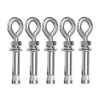 304 Stainless Steel M8 Expansion Eye Bolt Kit, 5-Pack for Concrete Walls, Ceilions, Brick Universal Through-Hole Eyebolt(Size B)