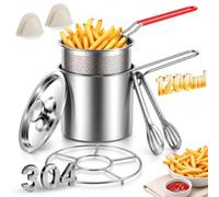 304 Stainless Steel Multifunctional Fryer with Basket for Chips (3 set,1.2L)