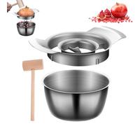 304 Stainless Steel Pomegranate Peeling Tool, 2026 New Pomegranate Deseeder Tool Set, Includes Cutter, Bowl, And Wooden Hammer, Quick Pomegranate Removal, for Home Kitchen (1set)