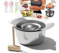 304 Stainless Steel Pomegranate Peeling Tool, 2026 Pomegranate Seed Remover, Pomegranates Seed Remover, Multifunctional Design, with Bowl and Wooden Hammer (1PC)