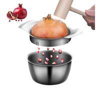 304 Stainless Steel Pomegranate Peeling Tool, Pomegranate Peeler, Includes Cutter, Bowl, and Wooden Hammer for Easy Deseeding and Fun Family Gatherings (Seed Remover)
