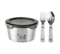 304 Stainless Steel Round Lunch Box - Cute Panda Leak-Proof Container | Enjoy Meals on the Go with 304 Stainless Steel Round Lunch Box Featuring a Cute Pattern, Leak-Proof Lid, Fork, and Spoon.