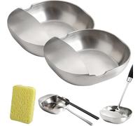 304 Stainless Steel Spoon Rest & Multipurpose Kitchen Utensil Holder, Heavy Duty Multipurpose Spatula Ladle Rack for Kitchen Countertop, Heat Resistant and Dishwasher Safe (2Pcs)