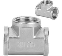 304 Stainless Steel Tee Threaded Pipe Connector for Industrial Pipe Shelf Household Tool3/4in x 3/4in x 3/4in Female Thread
