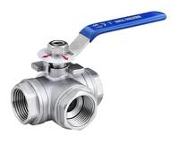 304 stainless steel three-way ball valve with switch buckle L/T type one in and two out inner wire valve switch(1",T-type)