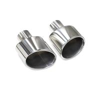304 Tuyau D'échappement Voiture Universel Acier Inoxydable 140mm Sortie Roulé Ovale Incliné Silencieux Queue Voitures Automobiles Tube d'échappement(Silver)