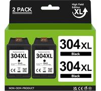 304 XL Black 304XL Ink Cartridge Compatible with HP 304 Black Cartridge for HP Envy 5000 5030 5010 5020 5032 5020 Deskjet 3750 2630 2620 2622 3720 3730 3760 (2 Black