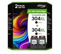 304 XL Lot de cartouches d'encre compatibles avec HP 304 304XL 304 XL pour HP Envy 5030 pour HP Envy 5010 5020 5032 DeskJet 3760 3750 3720 3730 2630 2620 (304XL noir Lot de 2