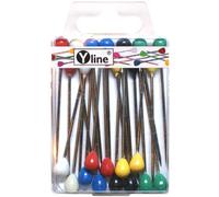 3047 Lot de 24 épingles à tapisser avec tête en plastique Différentes couleurs env. 60 mm