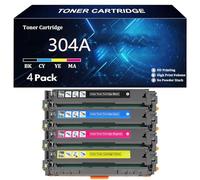304A Cartouche de Toner Compatible Cartouches pour HP 304A CC530A CC531A CC533A CC532A pour HP Color LaserJet CP2020 2024 2025 2026 2027 2024dn 2025dn 2025x 2026n CM2320 MFP,4 Color-4 Pack