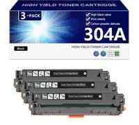 304A CC530A CC531A CC532A CC533A Cartouche de Toner Haute Capacité Compatible pour HP Color LaserJet CP2020 2024 2025 2026 2027 2024n 2024dn 2025n 2025dn 2025x 2026n Imprimante,Black-3 Pack