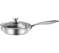 304uoated Poêle à Frire Wok en Acier Inoxydable 3 Plis Poêles à Poêle en Acier Casseroles Poêles à Frire Antiadhésives Ensemble De Poêles De Cuisine, Pan and Cover, 26cm304 Frying Pan