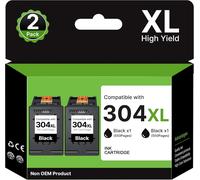 304Xl Cartouches D'Encre Compatibles Pour Hp Cartouche 304 Xl Noir,304 Noir Pour Hp Envy 5030 5000 5010 5020 5032 Deskjet 3760 2620 2622 2634 2630 2632 3720 3730 3733 3735 3750 (2 Noir)
