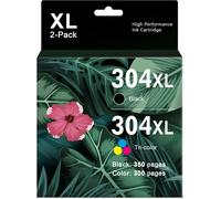 304XL Cartouches d'encre Remplacement pour HP 304 304 XL Noir et Couleur pour HP Envy 5030 5010 5020 5032 Deskjet 2620 2622 2632 2634 3720 3762 3760 2630 3730 3733 3735 3750 (2-Pack)