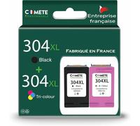 304XL - Lot de 2 Cartouches d'encre Compatibles avec HP 304 XL - pour Cartouche HP 304 - Fabrication Française (1 Noire + 1 Couleurs)