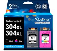 304XL Remanufacturées Remplacement Cartouche pour HP 304 XL pour Envy 5030 5010 5020 5032 Deskjet 3720 2634 2622 2620 2630 2632 2633 3730 3733 3735 (Noir et Tri-Couleur,2-Pack)