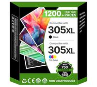 305 XL Cartouches Remplacement pour HP 305 XL Noir et Couleur Compatibles pour Encre 305，pour HP DeskJet 2820e 2720e 2700 2720 Plus 4122e 4222e 4120e 2710e Envy 6400e 6020e 6032e 6000 (2 Pack)