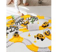 305 Pièces Flexible Circuit Voiture Electrique Petite Voiture Enfant Jouet pour Garçons 2 Circuits de Voitures Électriques avec Ascenseur Automatique Jouet Circuit Voiture pour 3 4 5 6+ Ans Enfants