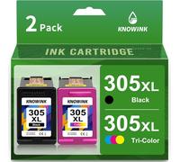 305 XL Encre Compatible avec Cartouche HP 305 XL Noir et Couleur d'encre Multi-Pack pour HP DeskJet 2710 2070e 2120 2721 2723 Envy 6010 6020 6022 6032 6020e Imprimante(2-Pack)