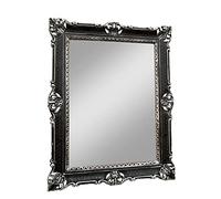 3057 Miroir mural, style baroque, antique, noir argenté, 90 x 70 cm, pour salle de bain, coiffure