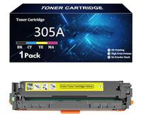305A Cartouche de Toner Compatible pour HP 305A CE410A CE411A CE413A CE412A pour HP LaserJet Enterprise 300 Couleurs M351 MFP M375nw 400 Couleurs M451nw M451dn MFP M475dn M475dw,Y-1 Pack