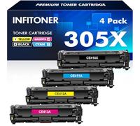 (Pack de 4) 305X CE410X Cartouche de Toner Compatible pour HP 305A CE410A CE411A CE412A CE413A LaserJet Pro 400 Color MFP M451dn M475dn M475dw M451nw M451dw M351a M375nw Noir Cyan Jaune Magenta