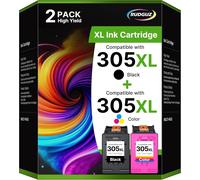 305Xl 305 Remplacement Pour Hp 305 Xl, Cartouche Pour Hp Deskjet 1210 1212 1215 1255 2300 2320 2330 2331 Envy 6032E 6420E 6430E 6420 6422 6430 6432 (Cartouche Encre 305 Noir Et 305[ENC940847]