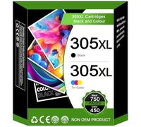 305XL Cartouches Noir et Couleur-1200 Pages,Compatible avec Cartouche HP 305 pour DeskJet 2800e/ 2810e/ 2820e/ 2700/ 2710e/ 2720e/ Plus 4120/4110 pour HP 6000/ 6020e/ 6032e/ 6420e/ 6432e
