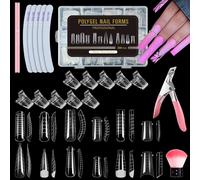 306 Pièces Faux Ongles Conseils De Extension 12 Tailles Kit De Outils Extension Ongles Comprendre 10 Nail Tips Clip, 1 Double Ended Polygel Brush, 5 Limes 1 Brosse De Poussière Pour Ongles
