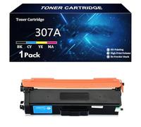 307A Cartouches de Toner Haute Capacité Compatibles pour HP 307A CE740A CE741A CE742A CE743A pour HP Color LaserJet CP5220 CP5225 CP5225n CP5225dn Imprimantes,Cyan-1 Pack