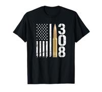 .308 Pistolet munitions Bullet 308 Calibre Fusil USA Drapeau T-Shirt