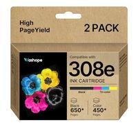 308e Lot de 2 Cartouches d'encre Noir et Couleur compatibles avec HP 308 308e pour HP Envy 6122e 6532e 6520e 6132e 6530e 6120e 6558e DeskJet 4310 4320 4322