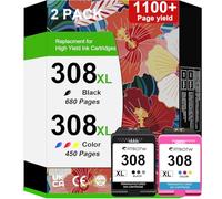 308XL Cartouche d'encre compatible HP 308XL pour HP Envy 6110e, 6120e, 6122e, 6130, 6132e, 6532e (1 noir, 1 couleur)