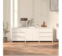 3098065 vidaXL Buffets 3 pcs Blanc Bois d'ingénierie