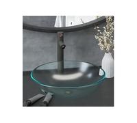 vidaXL Lavabo de bain avec robinet et drain à poussoir Verre trempé