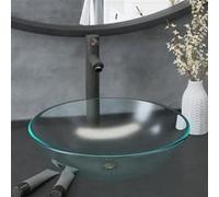 3098447 Lavabo de bain avec robinet et drain à poussoir Verre trempé