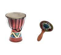 30cm Enfants Djembé Tambour Bongo Drum Bois Coloré Peint + Hochet Tortue R1